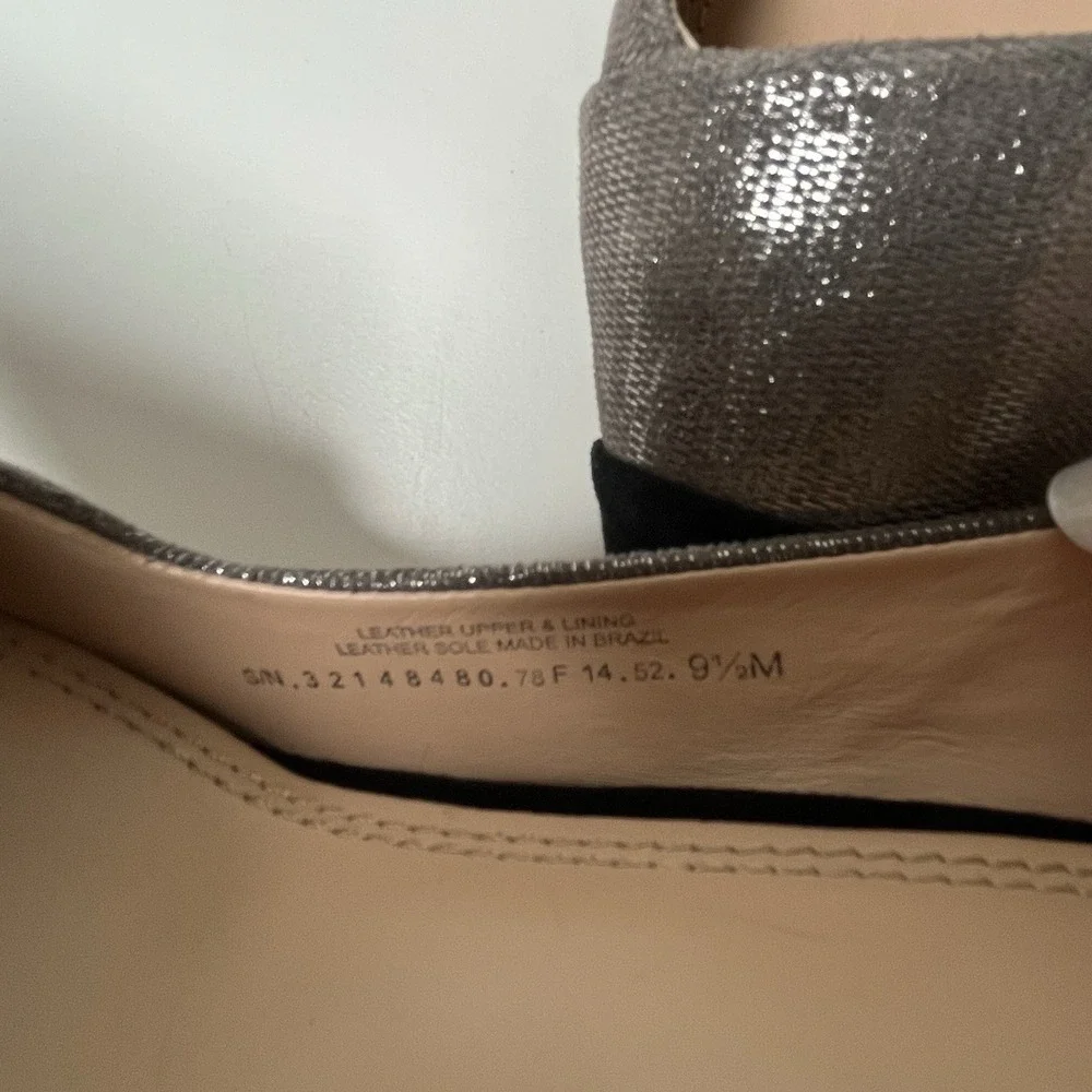 Tory Burch Women's  Silver Black Metallic Shaila Cap Toe Pumps Sz 9.5 Heels Work